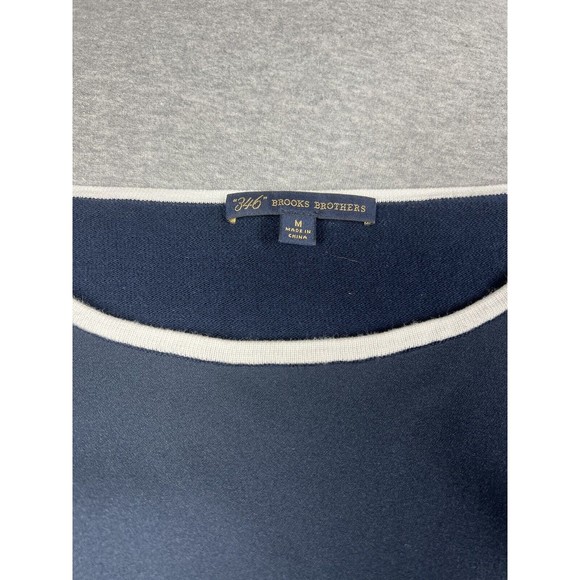 346”Brooks Brothers Navy White Crewneck Thin Sweater size medium womens - Picture 2 of 8